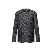 Veste chic sans col en denim graphique